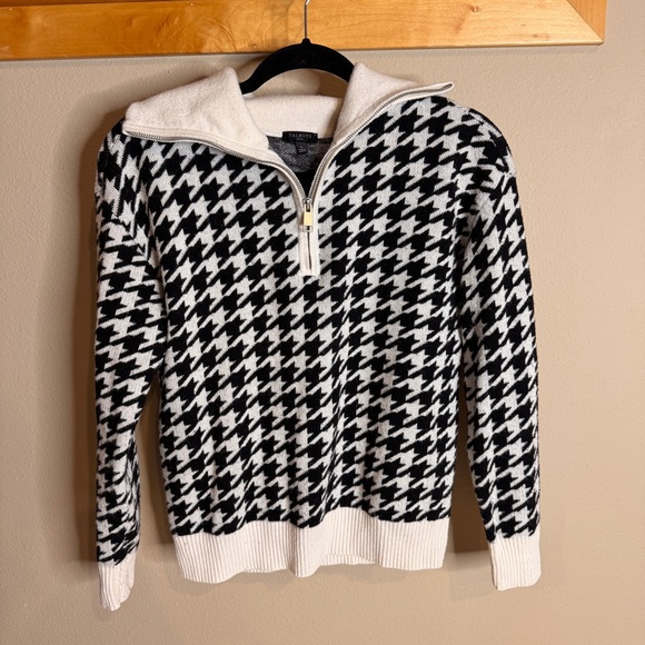Talbots Sweaters - Talbots Black and White Houndstooth Sweater